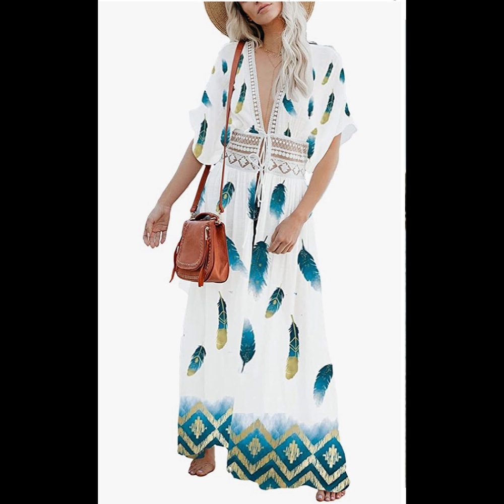 Women’s long kimono swim cover up one size